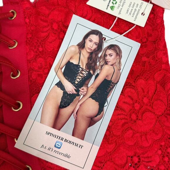 We Are HAH Spinster Thong Lace Bodysuit - Siren Red - Reversible - Size XL - $98 - Picture 5 of 8